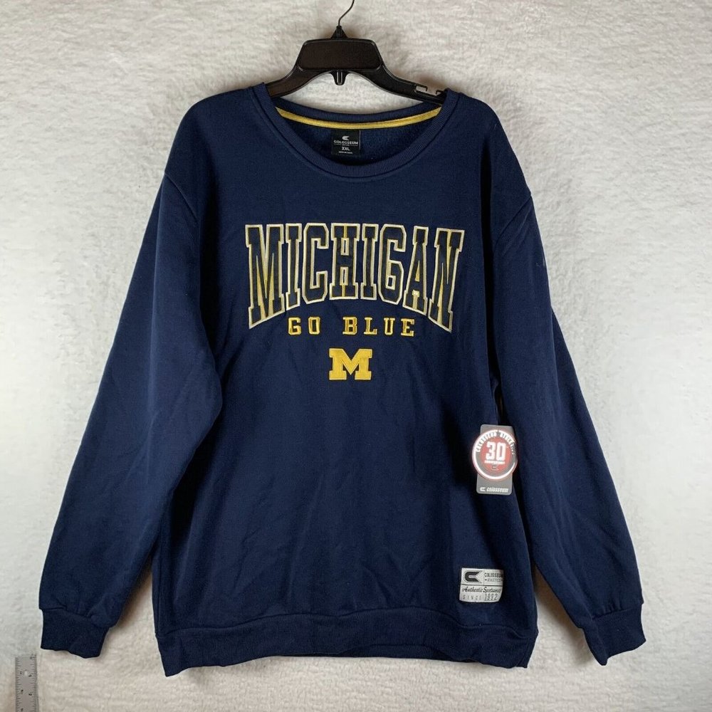 Colosseum‎ Sweatshirt Men's Large Navy Blue Long Sleeve Michigan Wolverines 6726